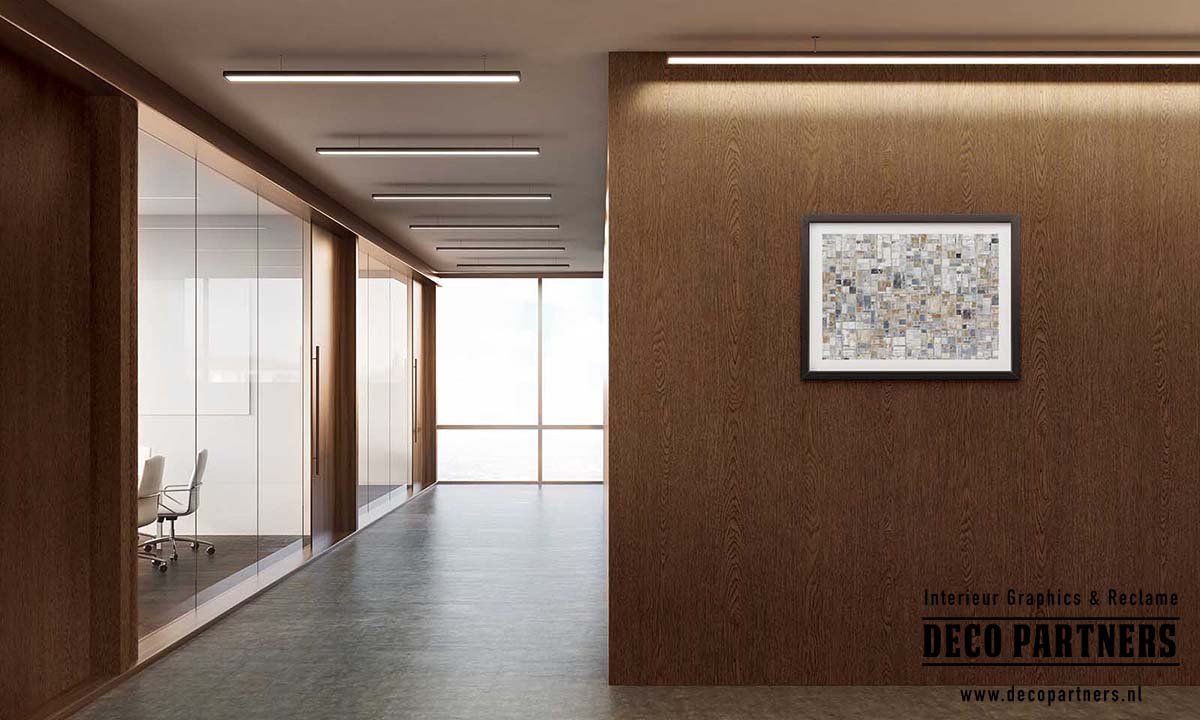 Interieur renoveren met houtlook interieurfolie Zakelijk interieur gerenoveerd met donkere houtlook interieurfolie